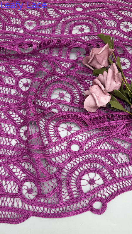 Corded High Quality Pink Embroidered Chantilly Fabric Lace Fabric For Party Dresses