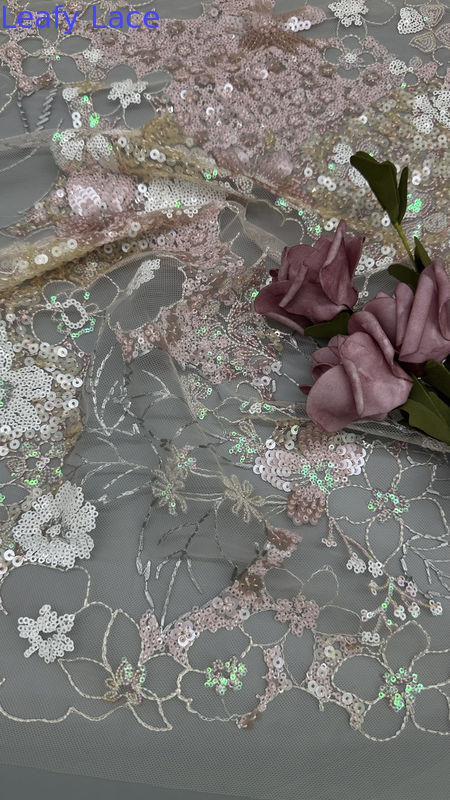 Beaded Embroidery Mesh Ground Sequin Fabric  Embroidered Floral Elegant Beautiful Occasion