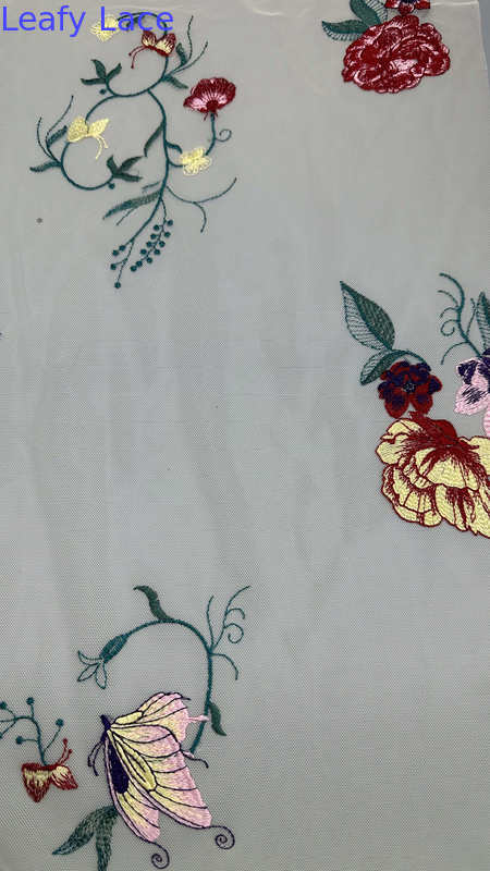 Embroidered Lace On Nude Mesh Romantic And Delicate Fabric For Spring Gala Gowns