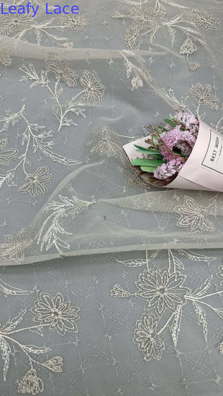 Mesh Tulle Lace With Raised Embroidery Feather Light Luxury Fabric For Ethereal Red Carpet Dresses