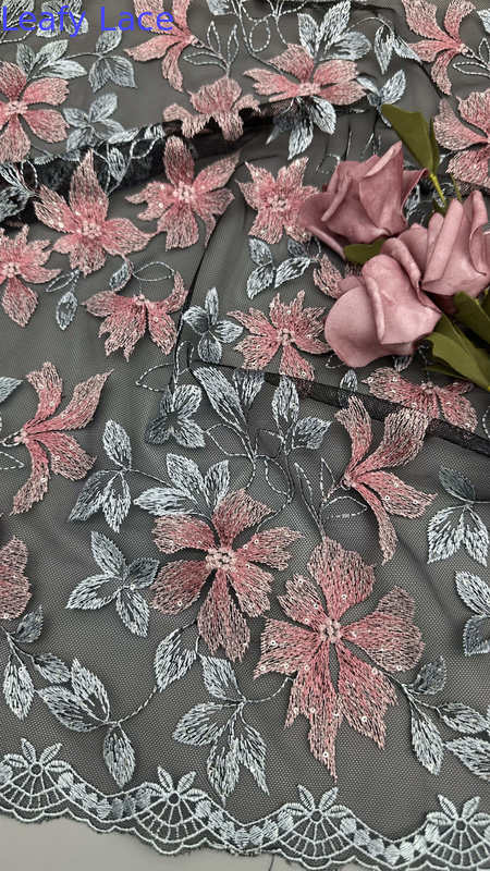 Embroidered Lace With Floral Details Deeply Textured Fabric For Dramatic High-Fashion Evening Gowns