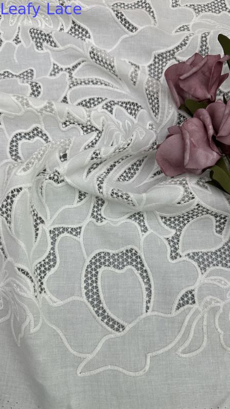 White Embroideded Fabric Hollow-up Customized New Collection for Party Gowns Dresses