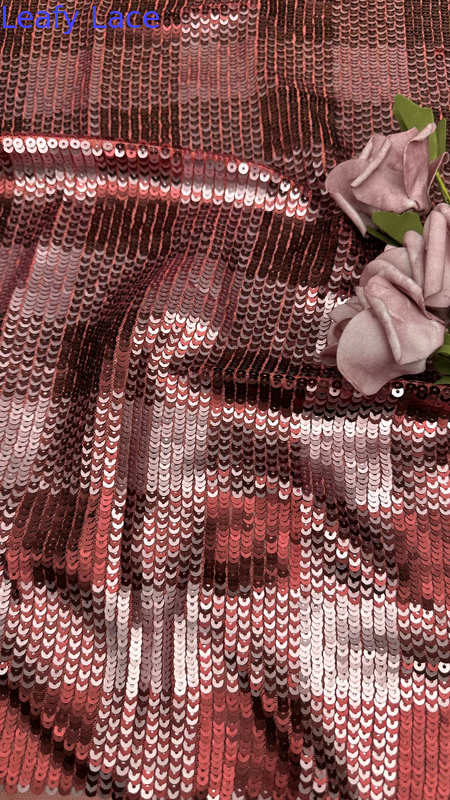 Plaid Sequin Embroideded Lace Fabric Elegant Shining Customized New Collection Fabric