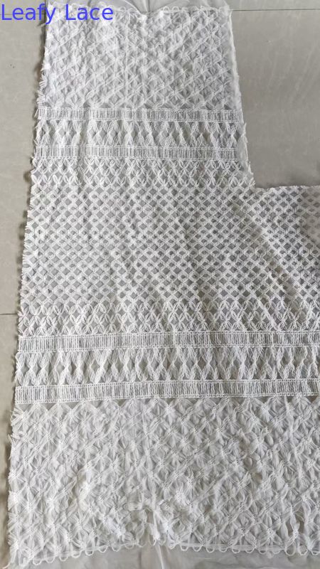 Leafy Lace Embroidered Stripe Pattern Lace Customized Design Breathe And Elegant Gown