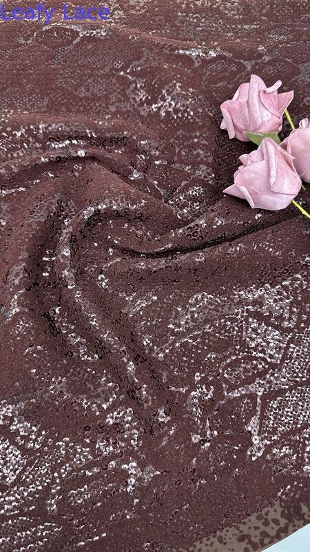 Decorative Lace Fabric for Garment Production Sequin Embroideded Lace Fabric for Bridal Dresses