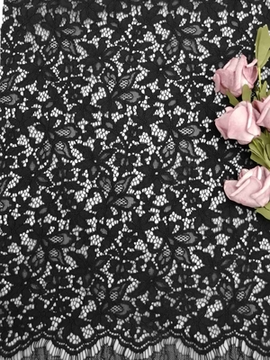 3D 57 Zoll-Schwarz-geschnürtes Spitze-Blumengewebe mit weichem Handfeel