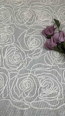 100% Baumwolle, Elfenbein, gestrickte Spitze, Breite 124 cm