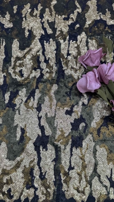 124cm Mehrfarbige Sequins Stickstoff mit Erdnetz für Abendkleid
