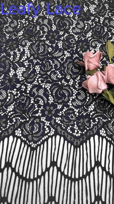 Lange Frisuren Blumen Muster Schwarze Farbe Hochwertige Vollbreite Schnürspitzen Stoff Für Fashin Frauen Stoff 140cm Breite