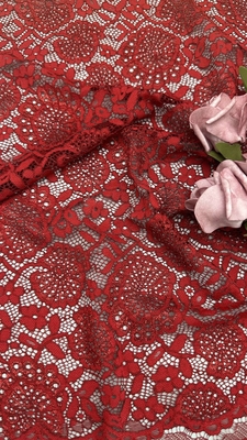 Hochwertige rote Farbe Schnur glänzen Blumen Schalpen Rand Spitze Stoff von der Yard Kleid für Mode