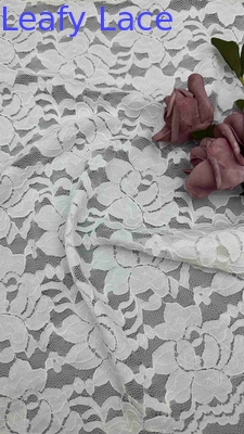 54 Zoll weiße Farbe Stretch Floral Schnur elastische Spitze Stoff für Frauenkleidung