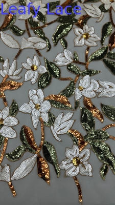 Zartes Blumennetz Sequin Stickgewebe für Heimdekoration Dame Kleidung