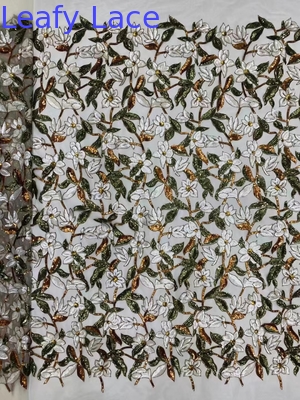 Zartes Blumennetz Sequin Stickgewebe für Heimdekoration Dame Kleidung