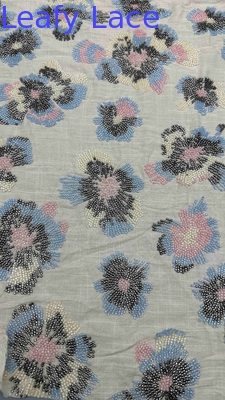 Vollbreit Broderierte Stoff mit bunten Perlenblumenmustern auf 100% Rayon Boden Stoff für Mode Abendkleid