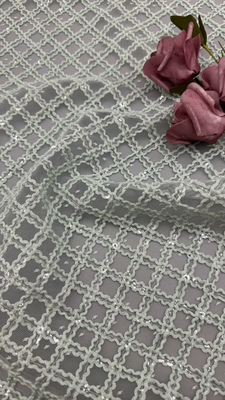Blattplattenbroderie Langlebig und elegant Luxuriös gestrickt Broderie Stoff Spitze Stoff Hochzeit Geburtstag Gelegenheiten Sequin Plaid Stoff