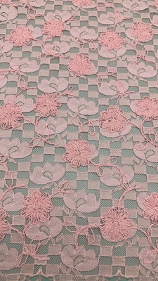 Blattfarbene Pink Plaid Stickerei Langlebig und elegant Luxuriös gestrickt Stickerei Stoff Spitze Stoff Hochzeit Geburtstag Anlässe Sequin Plaid Perlen Stoff