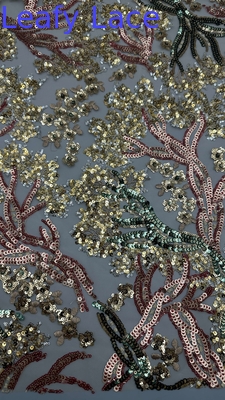 Blattfarbene Sequin-Embroiderie Spitze Stoff Langlebig und elegant Luxus Stoff Hochzeitsfeier Anlässe Sequin-Embroiderie Stoff