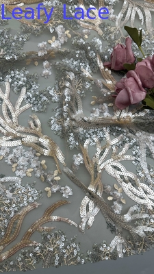 Blattfarbene Sequin-Embroiderie Spitze Stoff Langlebig und elegant Luxus Stoff Hochzeitsfeier Anlässe Sequin-Embroiderie Stoff