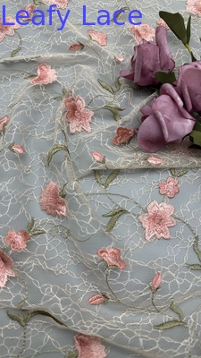 Blattbroderierte Spitze Blumenfaser Elegant 100% Baumwolle Für Kleidung