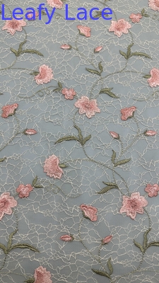 Blattbroderierte Spitze Blumenfaser Elegant 100% Baumwolle Für Kleidung
