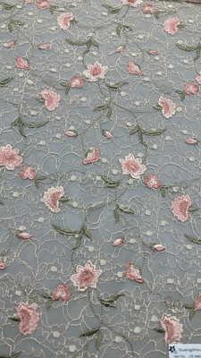100% Baumwolle Broderierte Spitze Stoff Blumen Elegante Broderierte Stoff Für Partykleid