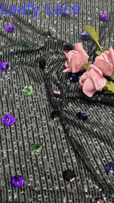 Luxuriöse Sequin-Blätter mit gestrickter Spitze 3D-Floral Elegant Hochzeitsbroderie