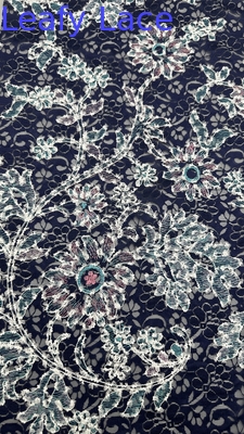 Custom Broderie Spitze Stoff Elegant 3D Blumenbroderie Luxus 100% Baumwolle