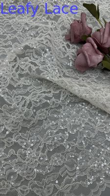 100% Polyester Stickerei Lusiate Sequin Spitzen Stoff Blätter Luxus Gelegenheit Abend Stoff