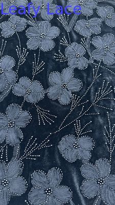 Geprägt mit Perlen, 3D-Floral Spitzenstoff, Elegant und atmungsaktiv, Sequin Spitzenstoff, Luxus-Oppositionsstoff