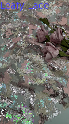Sequin Spitze Stoff Blätter Spitze Blumen Elegant und atmen Broderierte Spitze Stoff Luxus Gelegenheit Stoff
