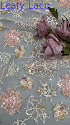 Sequin Broderierte Stoffe Blattsequin Blumen-Atem Sequin Spitze Stoff Luxus Gelegenheit Stoff