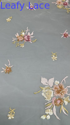 3D-Floralgewebe Sequin Elegant und Atemnetz Spitzengewebe Luxus Anlass Abendgewebe