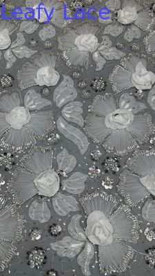 Gewirkt aus Perlen, Spitze, Gewebe aus Maschen, Sequin, Blumen, Eleganz, Sequin, Spitze, Luxusgewebe