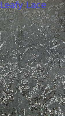 Schwarze sexy Sequin bestickte Spitze Stoff Dekoratives Netz Blatt für Kostüme