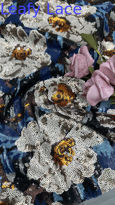 Blumensequin Broderierte Spitze Blattstoff 100% Polyester angepasste neue Kollektionen