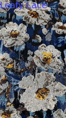 Blumensequin Broderierte Spitze Blattstoff 100% Polyester angepasste neue Kollektionen