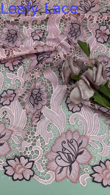 Pink Neue Ankunft Laser Broderierte Spitze Stoff Sexy Elegante Blatt Abend Gelegenheit