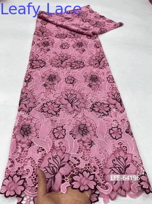 Pink Neue Ankunft Laser Broderierte Spitze Stoff Sexy Elegante Blatt Abend Gelegenheit