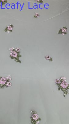 Perlenfarbene Blumenspitzenstoffe Broderierte Spitzennetze Atemstoffe Anlass Kleidung Geburtstagsstoff