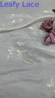 Leafy Tulle Mesh Gewebe Leichtgewicht Atem und Elegant Sequin Broderierte Spitze
