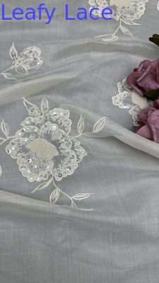 3D-Floral Tulle Mesh Stoff Breathe Mesh Spitze Stoff Blätter Sequin Stoff