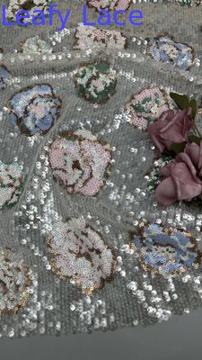 Sequin Broderierte Spitzenstoff glänzend 100% Polyester Sequin Spitzenstoff