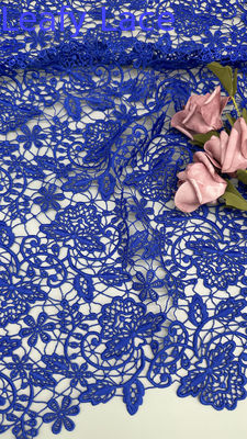 Hochwertiges blau gesticktes Chantilly Stoff Spitze Stoff Hohl-up elegant für Damen