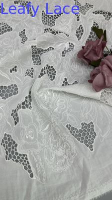 White Hollow-up High Quality Embroidered Lace Fabric Laser Tech For Wedding Dress