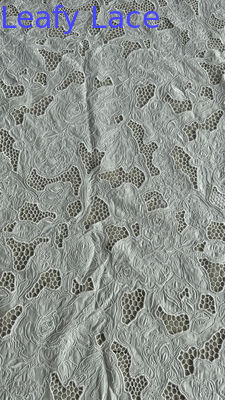 White Hollow-up High Quality Embroidered Lace Fabric Laser Tech For Wedding Dress