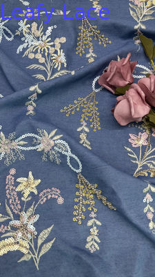 Ostkultur Baumwolle Stickerei Spitze Stoffnetz Blumen Sequin Blumen für Damen