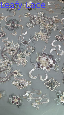 Maschige Boden Sequin Broderierte Spitze Stoff für elegante Atmen hochwertige Abendkleidung Stoff