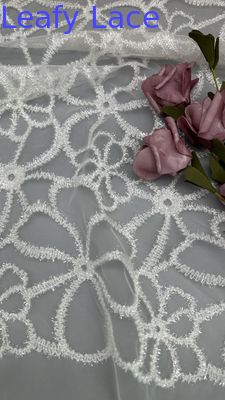 Flocked Mesh Fabric Lace Style Metallic for Gowns Breathe High Quality For Party