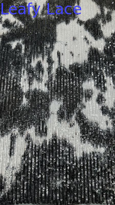 Schwarz-weiß Sequin Broderierte Stoff Elegant für AW Saison für Damenparty