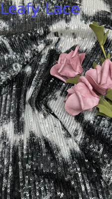 Schwarz-weiß Sequin Broderierte Stoff Elegant für AW Saison für Damenparty